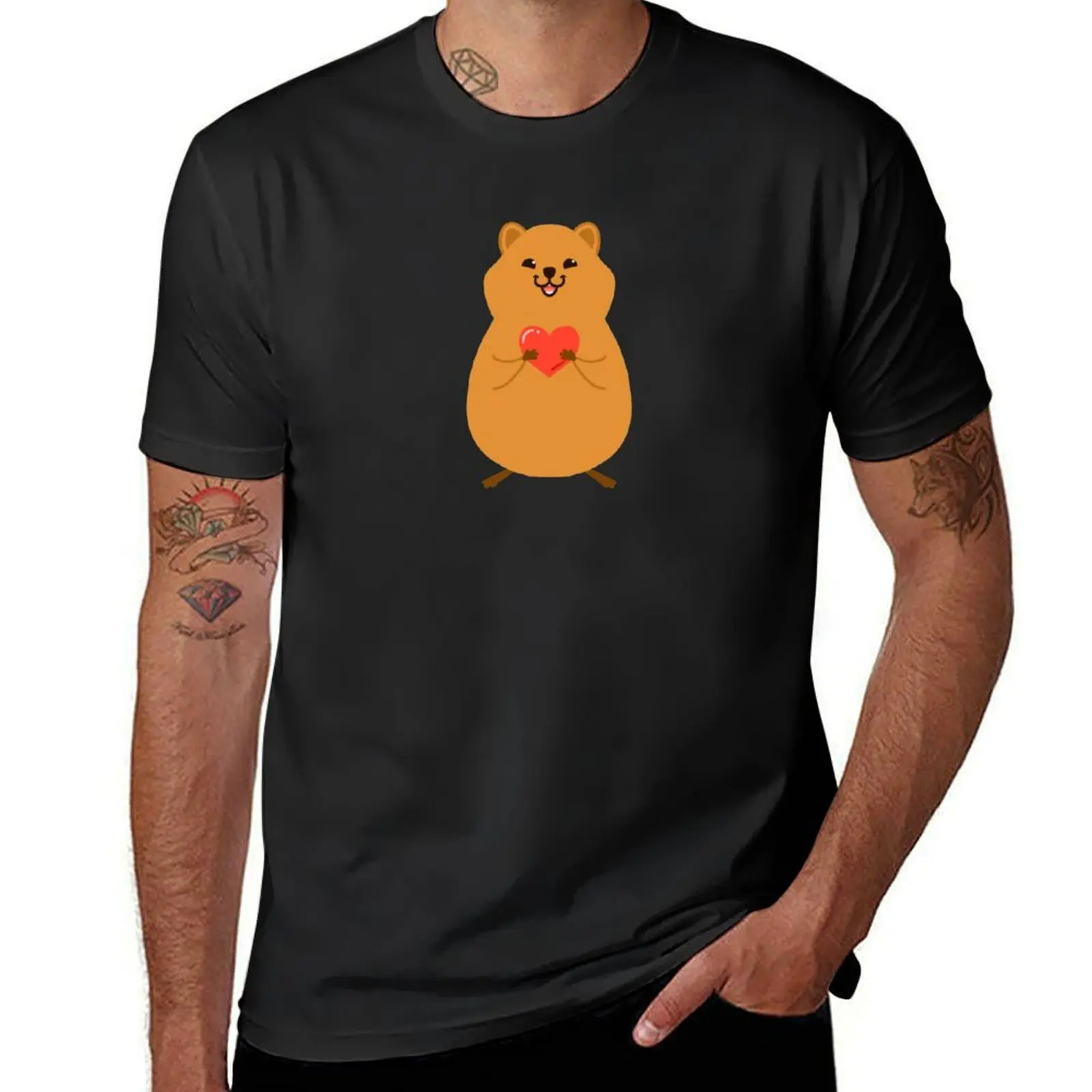 Cute Quokka with love 3 T-Shirt for a boy summer top mens t shirt graphic