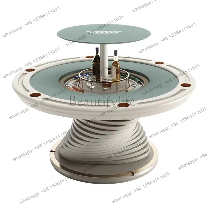 High-end Italian light luxury club multi-person round Depu poker table chip table Texas entertainment chess and card room