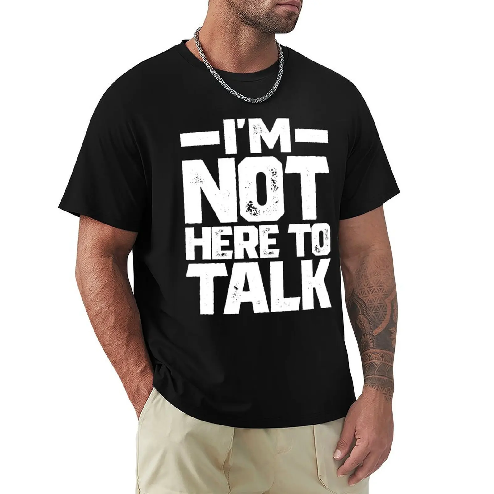 I'm Not Here To Talk Gym Bodybuilding Muscle T-Shirt Basic Solid Tee for Daily Use