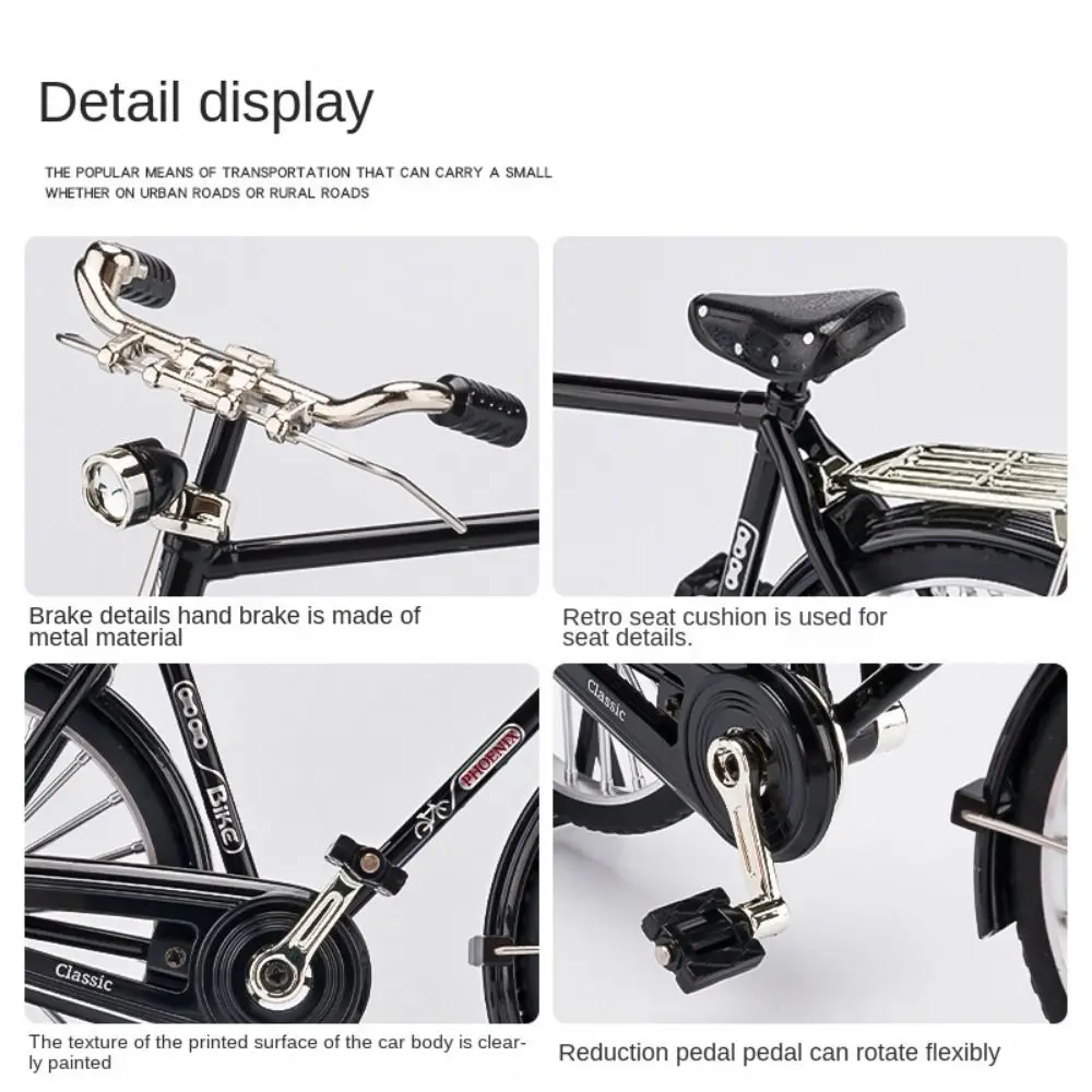 Modello di bicicletta fai-da-te pressofuso in metallo in miniatura Bici di simulazione di biciclette retrò Mini bici