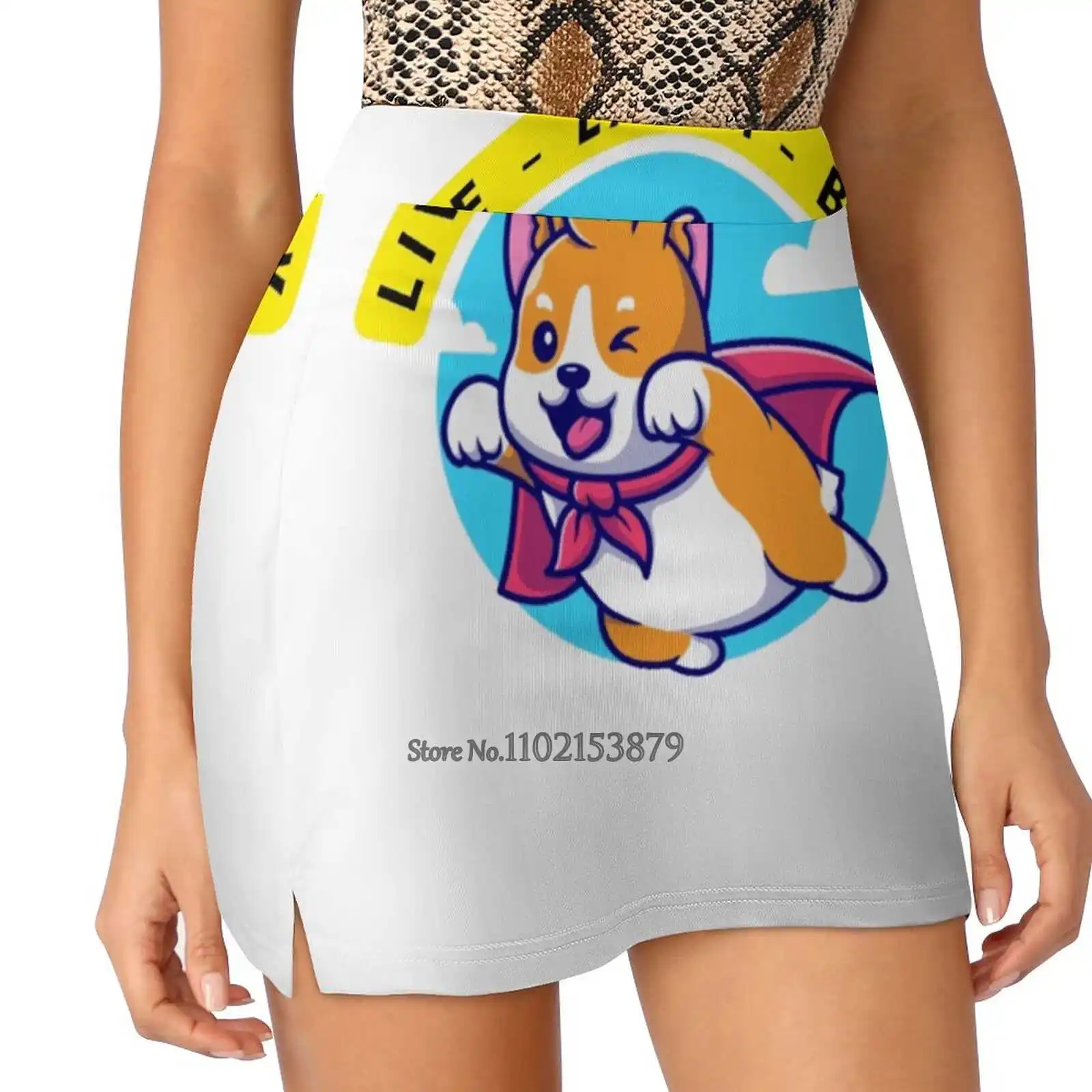 Flying Dog Summer Women's shorts Skirt 2 In 1 Fitness Yoga Skirt Tennis Skirts Shifumart Dog Flying Dog Live Laugh Bark Animal