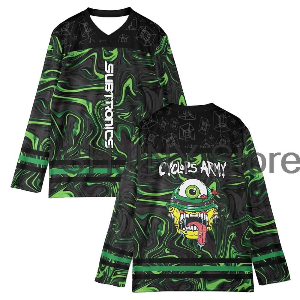

Subtronics Cyclops Army Hockey Jersey 2026 Edm Festival V-Neck Long Sleeve Loose Top Shirts Women Men Athletic T-shirt