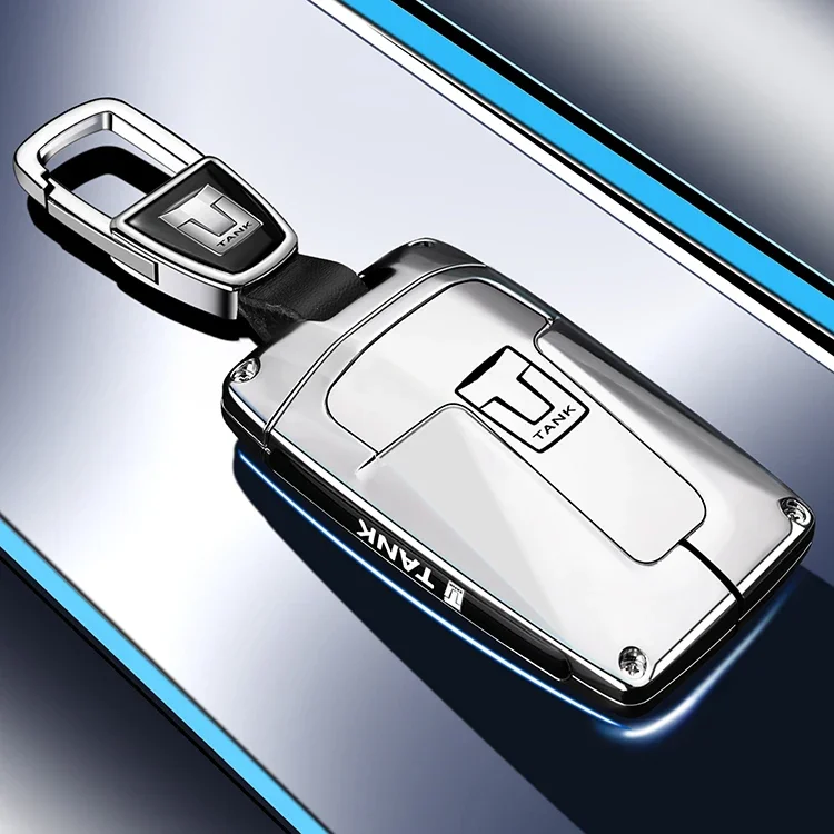 For TANK 300 500 Hi4-T 400 700 2024 2025 Aluminum Alloy Key Fob Cover Case, Metal Key Shell Protector with Keychain