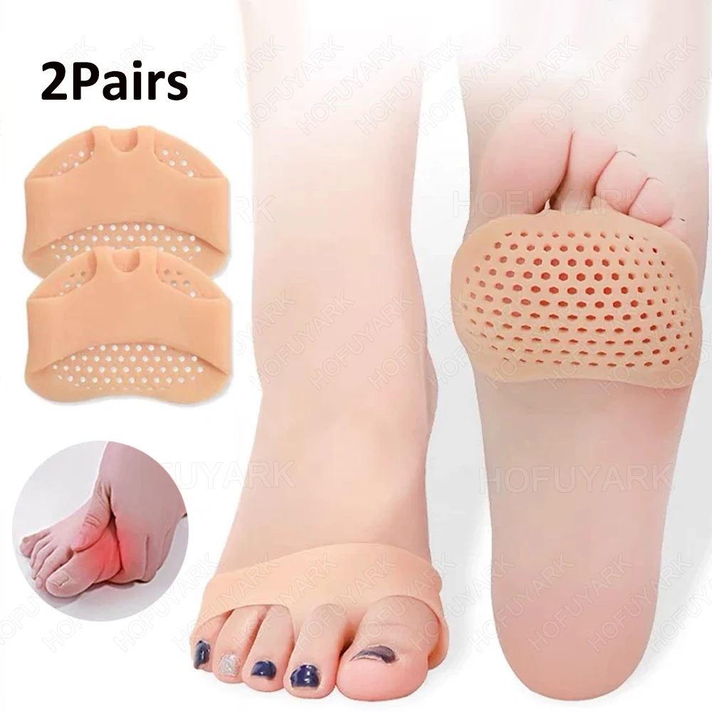 

2Pairs Silicone Honeycomb Forefoot Pads Breathable Anti Pain Anti Slip Insoles Gel Cushion Comfort Shock Absorbing Shoe Inserts