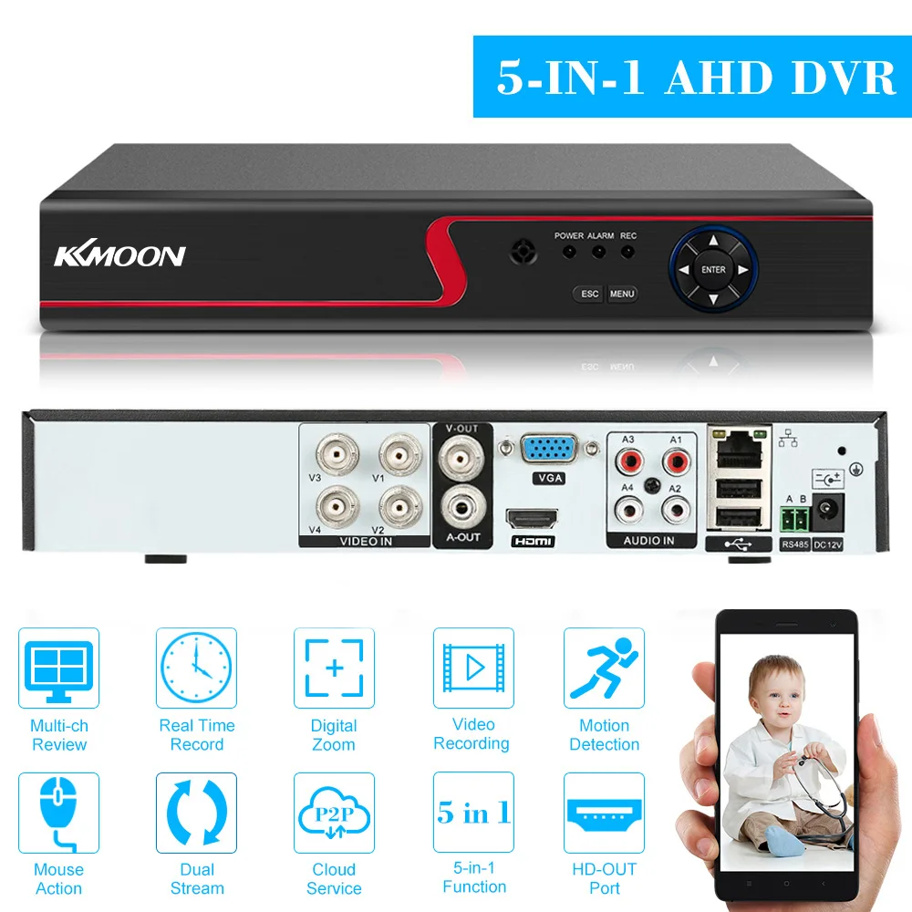 4CH 1080P Full High Definition Hybrid AHD/Analog/TVI/CVI/ DVR CCTV Digital Video Recorder DVR P2P Remote Phone Monitoring