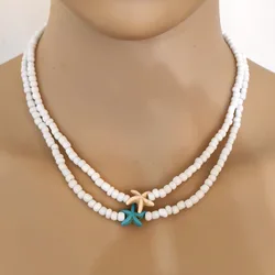 Summer Beach Shell Star Turtle Bead Necklace for Women Holiday Bohemia Beaded Necklace Party Jewelry Gift