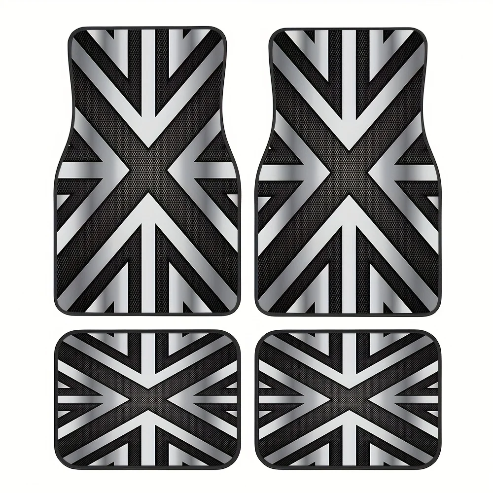 4pcs Cool Future Tech Style Car Mats| Universal Fit, All-Season, Front& Rear Rows, Pet-Friendly, Interior Accessory