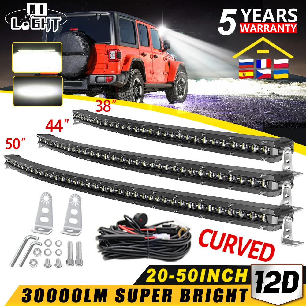 

CO LIGHT 12D 50inch Offroad Curved Slim Led Bar For 4x4 SUV ATV Truck Boat 12V 24V DRL Auto Driving Light Lamp Led Work Light