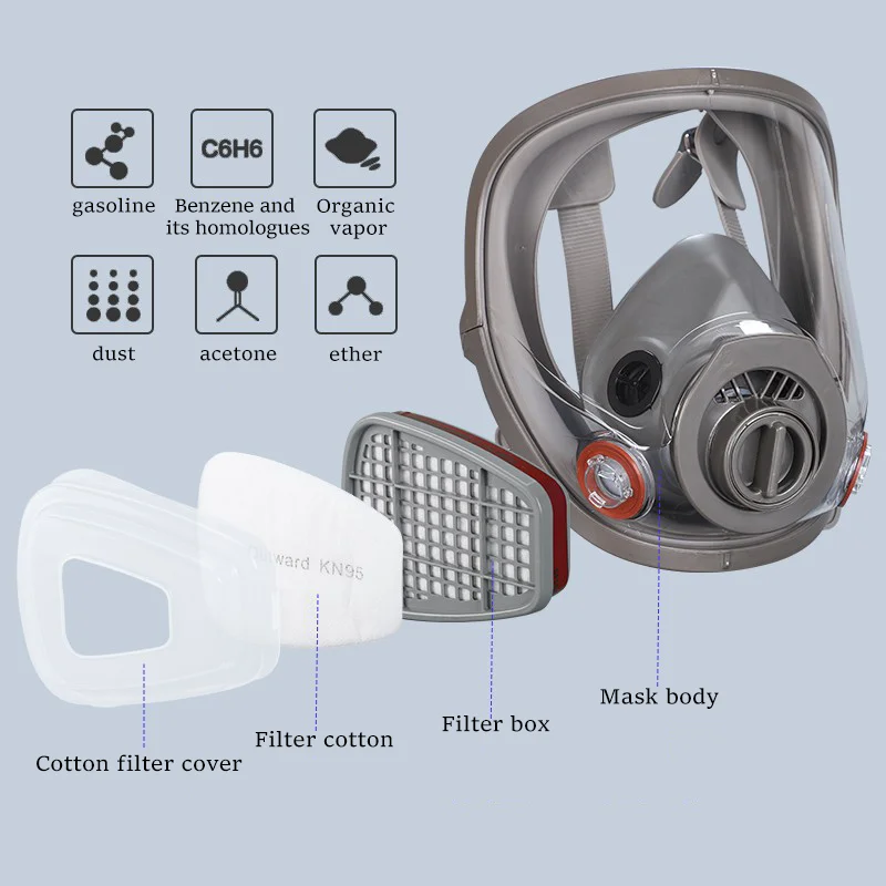 Gas Masks Survival Nuclear and Chemical, Full Face Gas Mask with Activated Carbon Filter