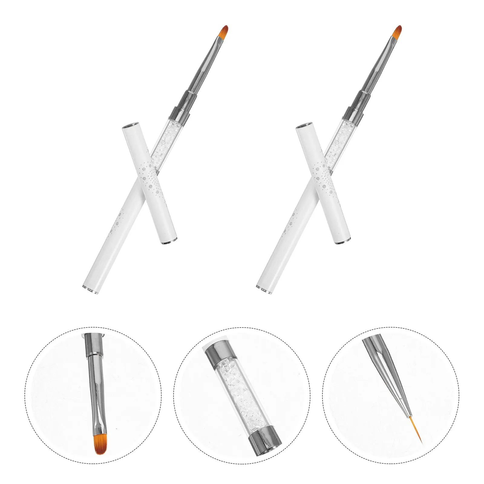 

2pcs Fine Line Pens Double End Manicure Tools Gel Compatible Precision Brush for Detailed Art Sturdy Metal Fiber Material