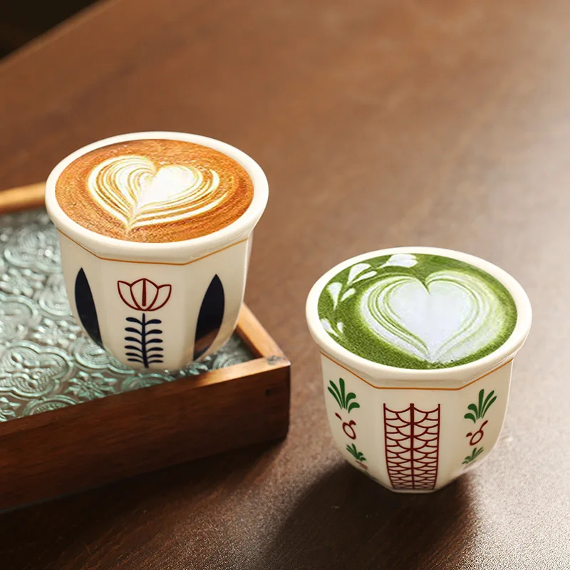 

2Pc Middle Eastern Style Ceramic Latte Art Tea Cup 180Ml/250Ml Optional Suitable for Daily Coffee Drinking