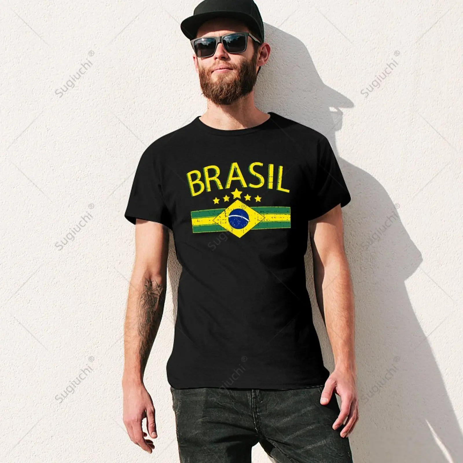 Unisex Men Brazil Brasil National Flag Brazilian Tshirt Tees T Shirts Women Boys 100% Cotton T-Shirt