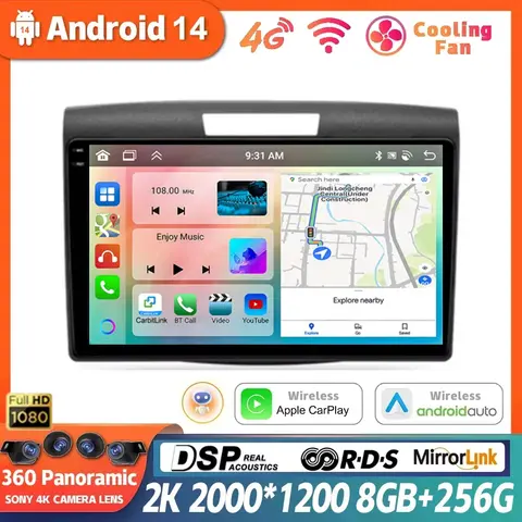 혼다 CRV CR-V 2012 2013 2014 2015 2016 멀티미디어 GPS 오토라디오, 안드로이드 14, 무선 카플레이, 4G 와이파이 DSP