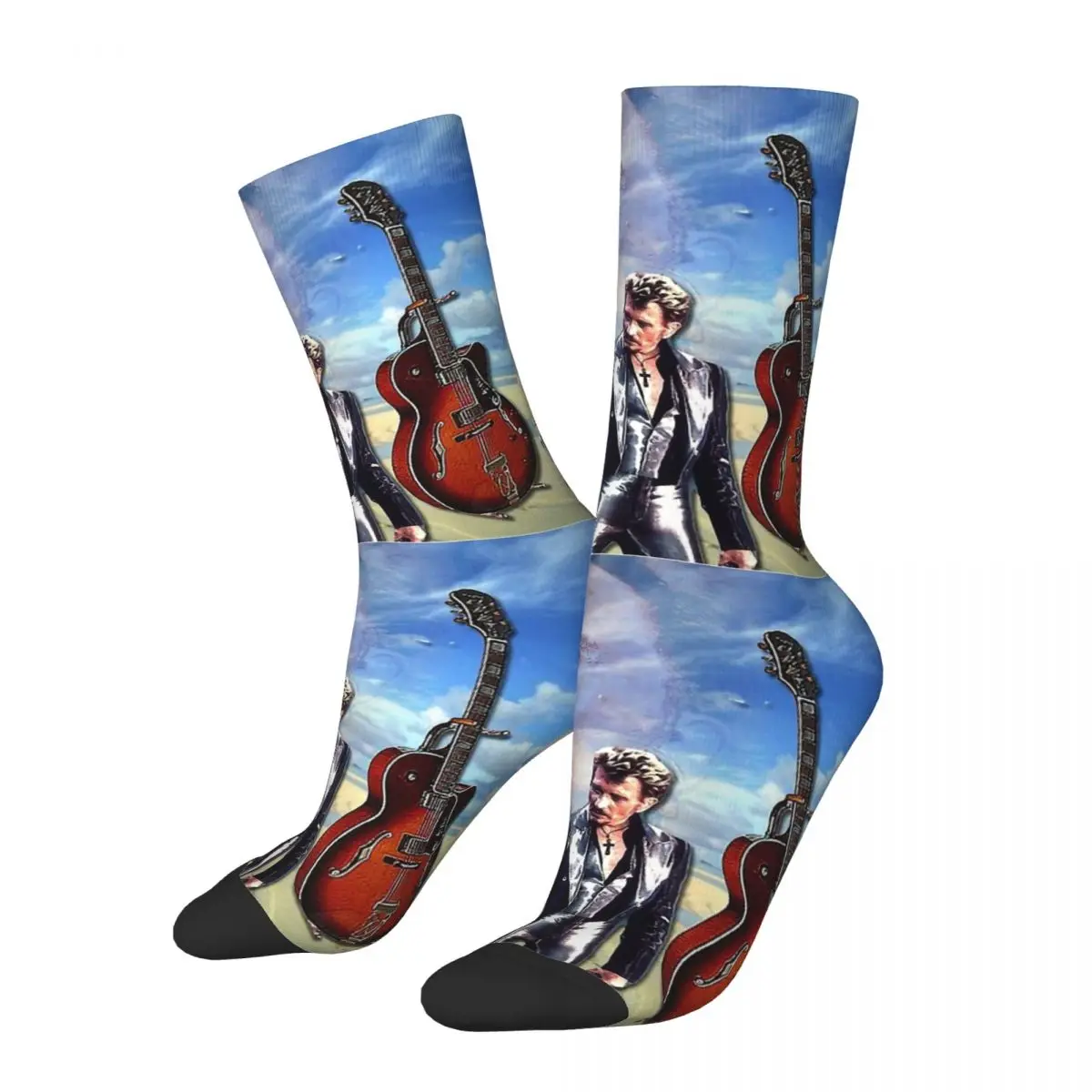 Tribute Essential Johnny Hallyday Rock Music French Singer Kawaii Socks Travel Cartoon Pattern Socks