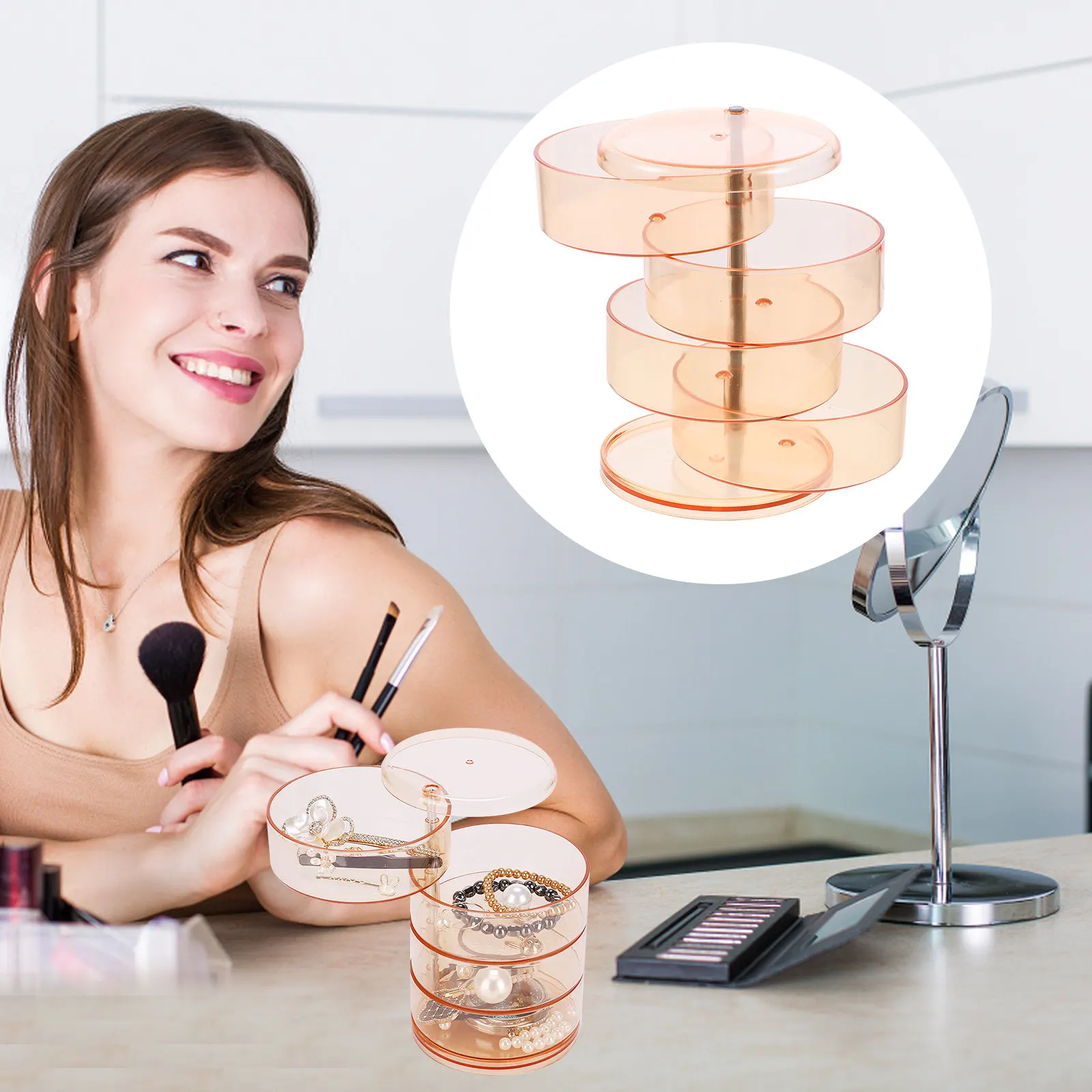 

Multi-Layer Jewelry Organizer Box Rotating Large Capacity Transparent Jewelry Storage Holder for Earrings Rings Necklaces