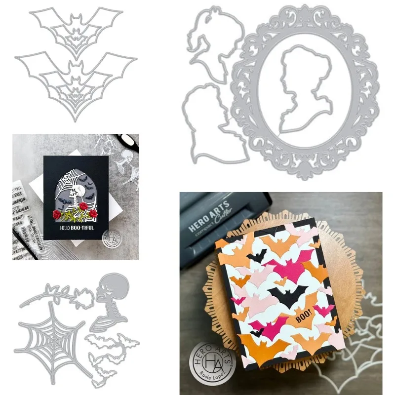 Bat Haunted Romance Halloween Metal Cutting Die And Stencil Scrap booking Background DIY Decoration Craft Embossing Stencil 2026