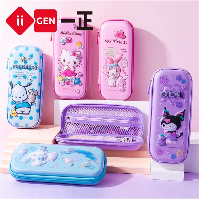 4 pcs/lot Sanrio Kuromi Melody Cinnamoroll Cat Pencil Case Cute Pencil Box Stationery Pen Bag Stationery School Supply