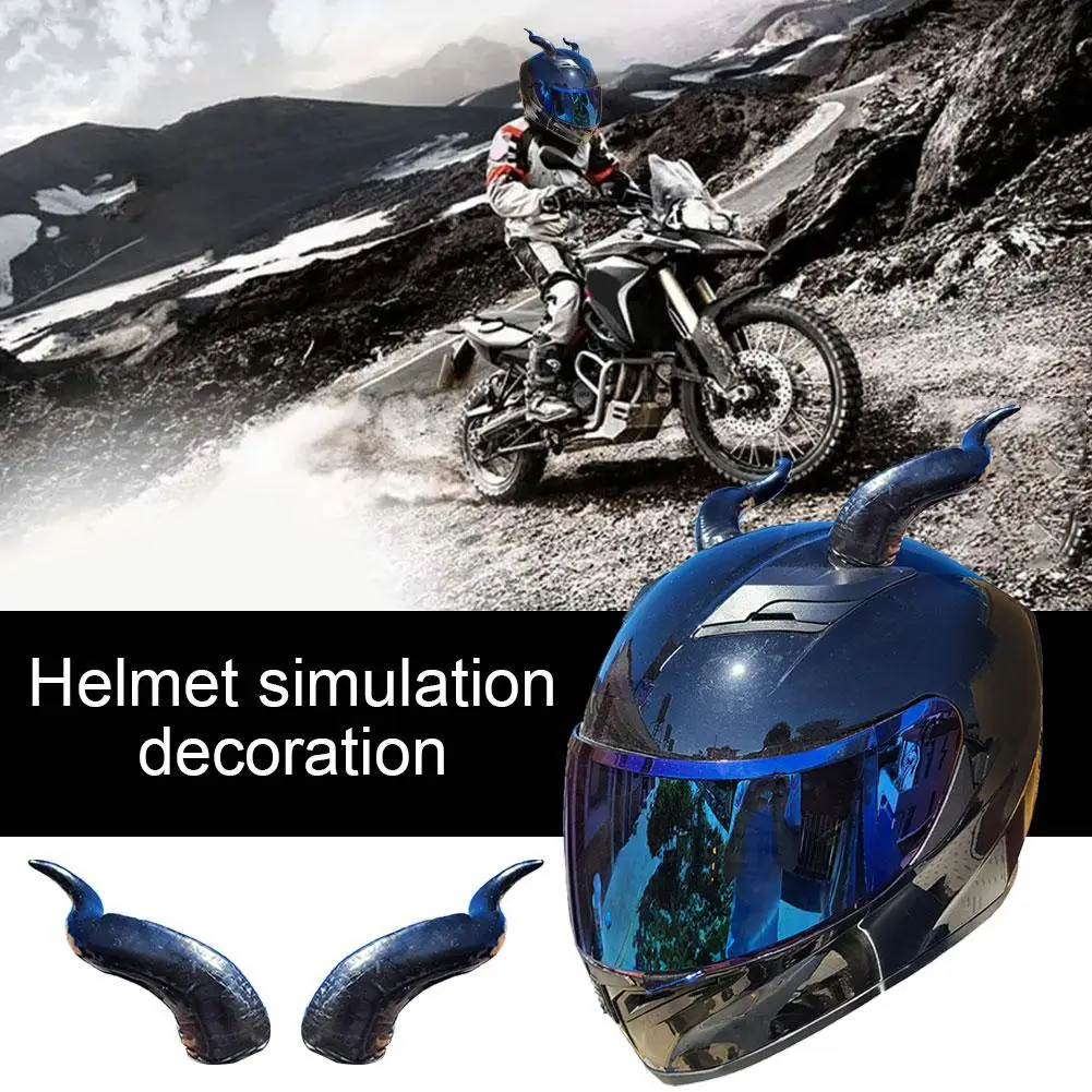 Helmet Decoration Suction Cup Devil Horn Locomotive Electric Simulation Helmet Vehicle Motorcycle Decoration G8N9