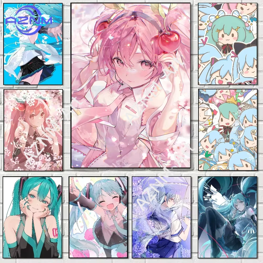 1pc H-Hatsune Miku Anime Cartoon Girl Diamond Paianting Art Wall Murals Decor Game Room Decor Gifts