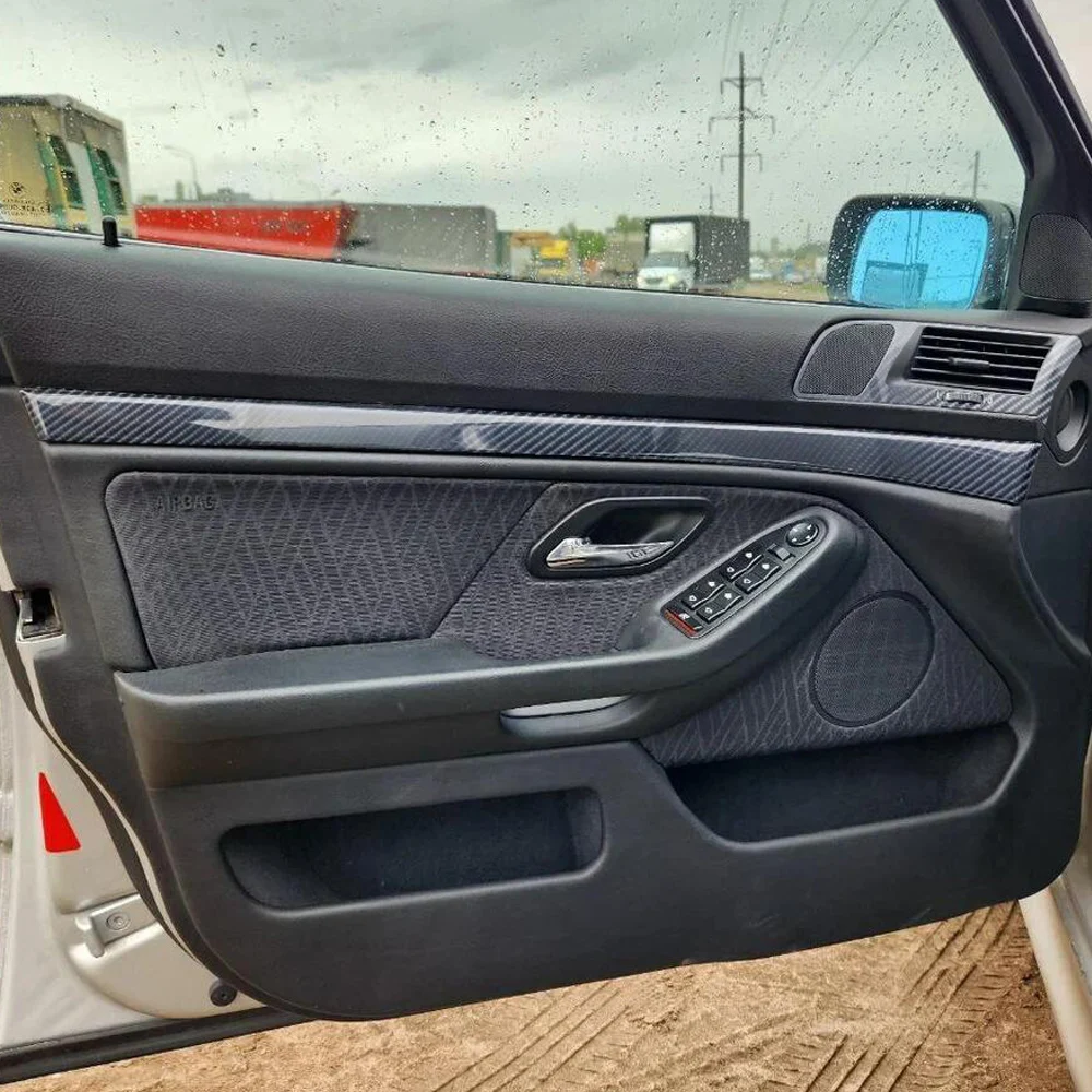 Carbon Fiber For BMW 5 Series E39 1999-2004 Car Film Interior Sticker Center Console Gear Dashboard Air Door Handle Lift Panel view 4