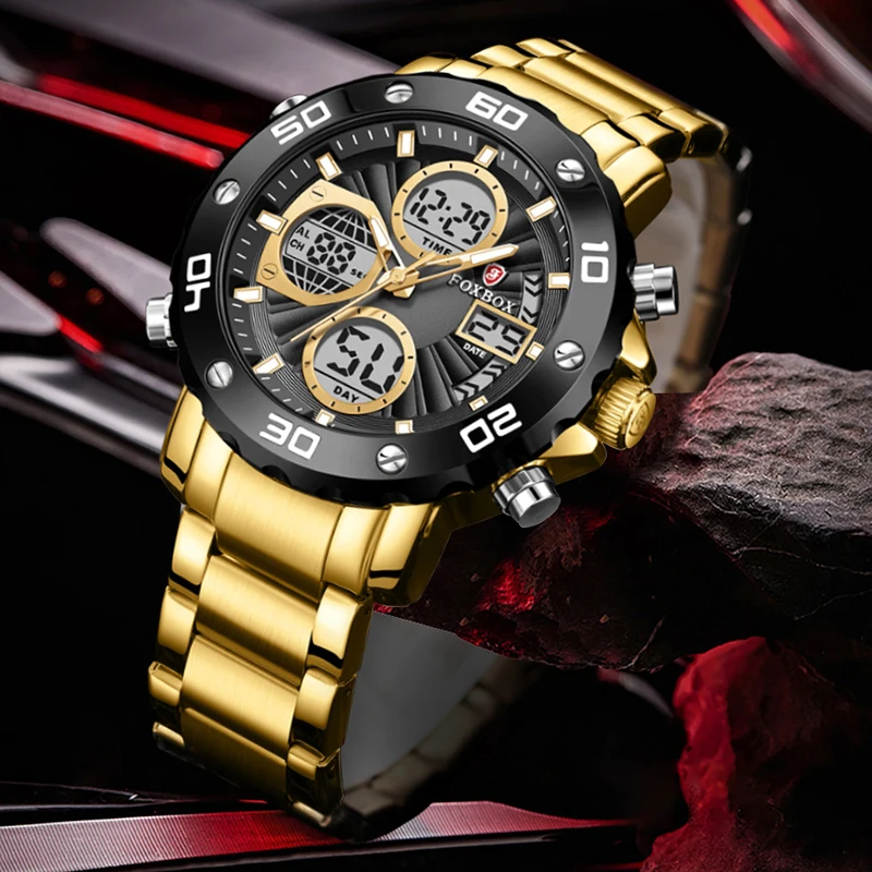 New FOXBOX Fashion Military Watches for Men Luxury Original Sports Chronograph Watch ​Waterproof Quartz Wristwatch Montre Homme