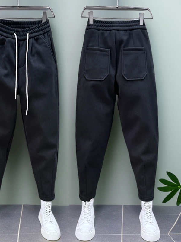 

Men's Casual Woolen Trousers Autumn Winter New Sle Loose Drapey Slim Fit Harlan Pants Sli Haome Lazy Faion