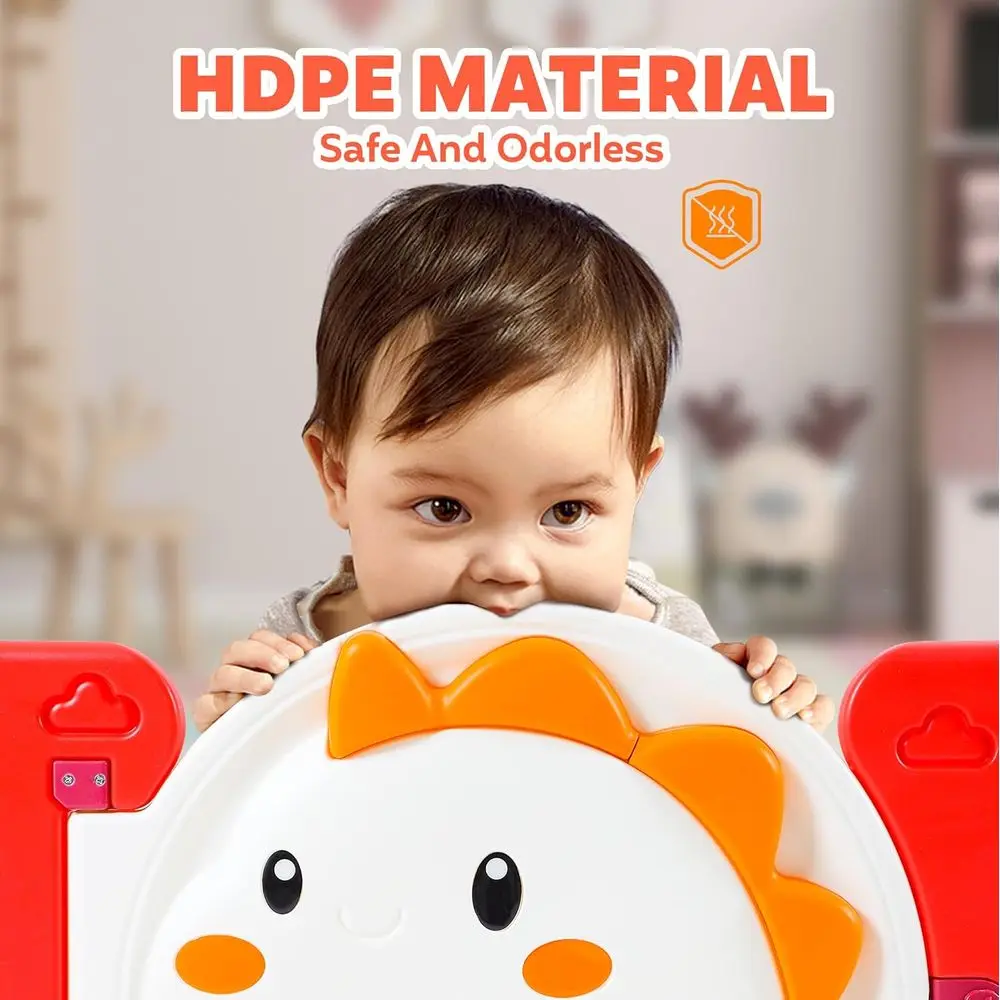 روضة أطفال قابلة للطي مكونة من 18 لوحة مع حصيرة، باب قابل للقفل للاستخدام الداخلي والخارجي الآمن