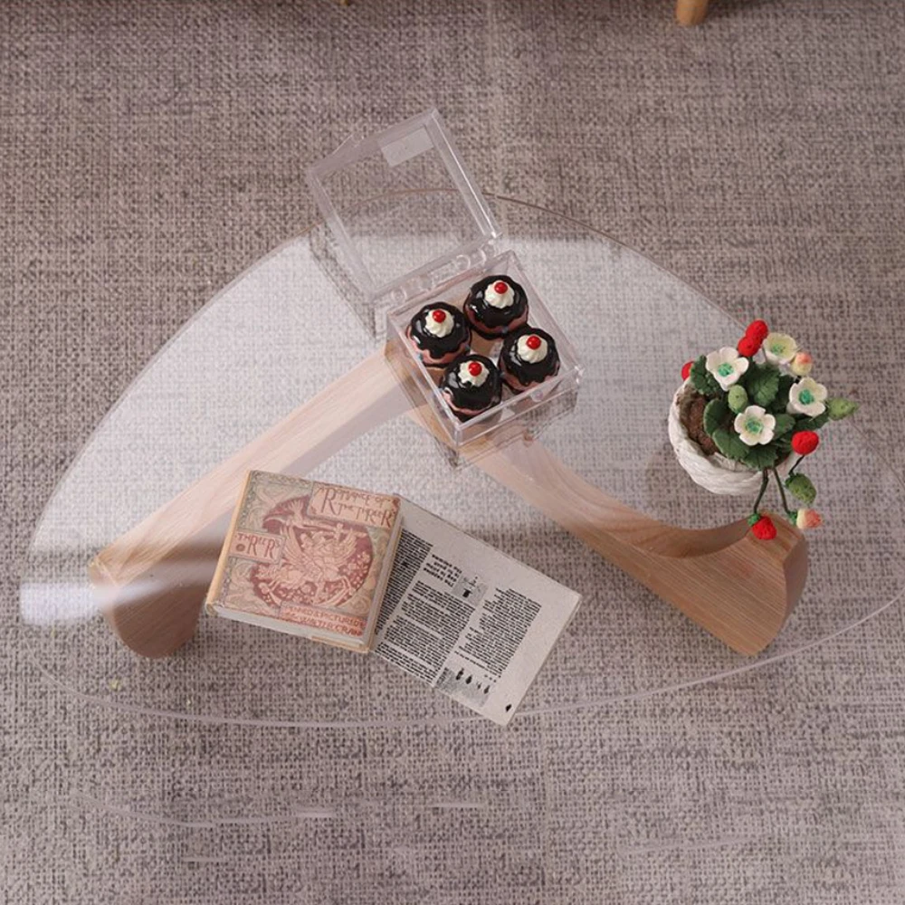 1:6 Tavolino da caffè triangolare moderno in miniatura realistico e set di sgabelli Mobili per casa delle bambole Decorazione della scena del soggiorno