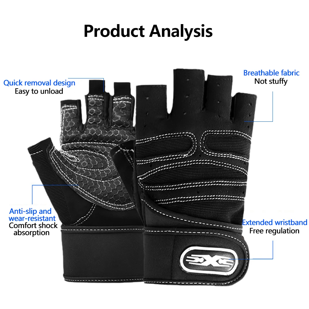Cycling Half Finger Gloves Fitness Weightlifting Training Glove MTB Road Bike Non Slip Mittens Sports Exercise Train Equipment