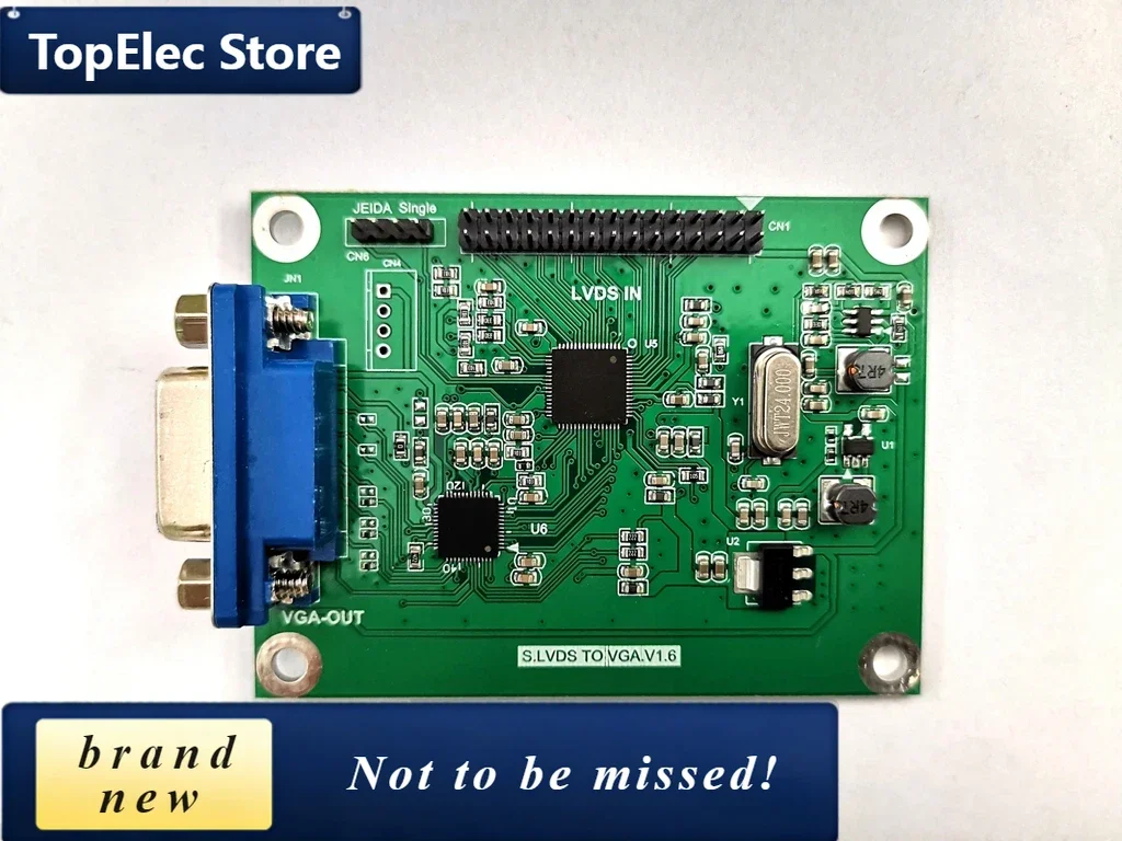 TopElec LVDS To VGA Adapter Board Lvds To Vga Output Supports Multiple Resolution 720P/1080P