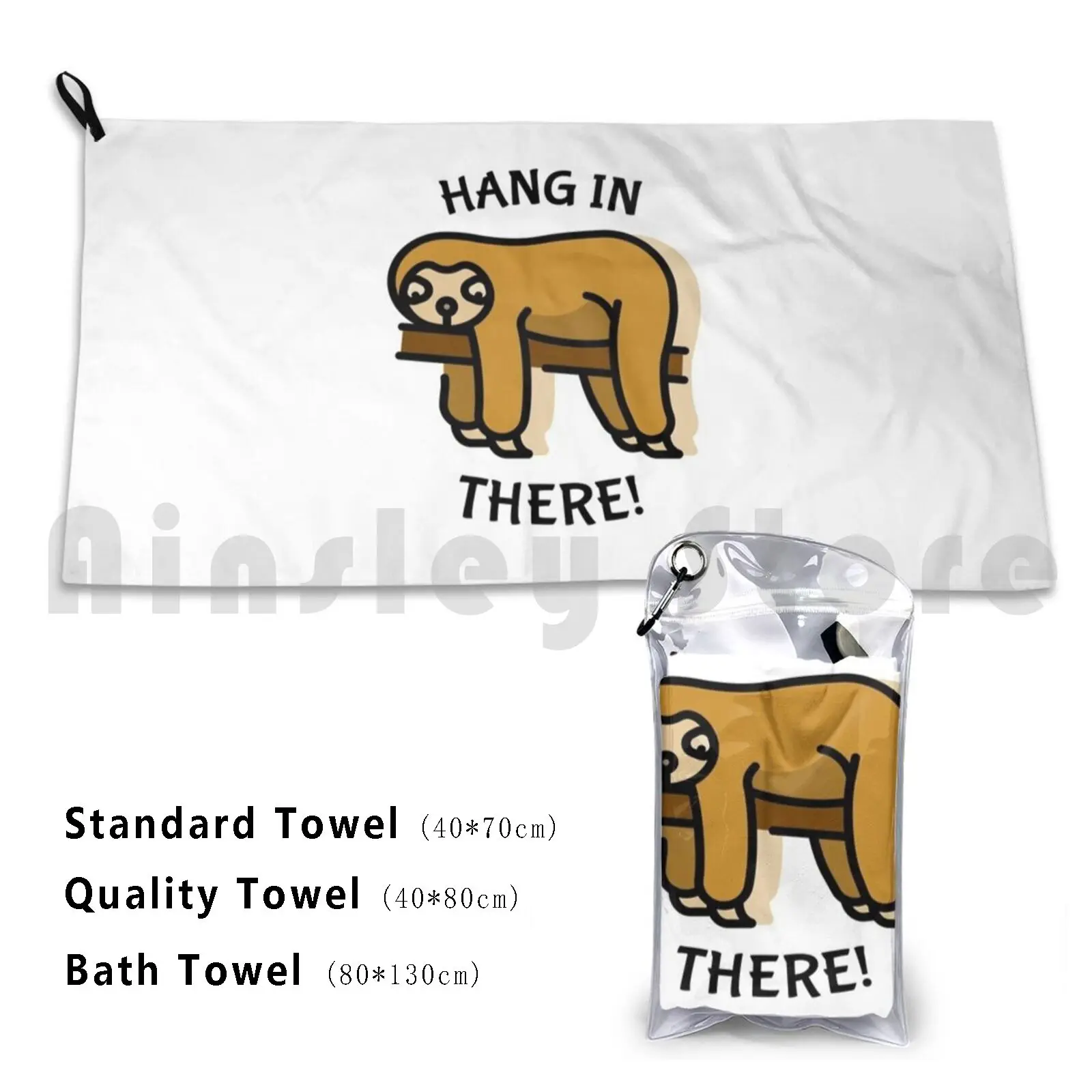 Hang In There! Bath Towel Beach Cushion Hard Life Keep Going Motivation Cool Tough Life Never Stop