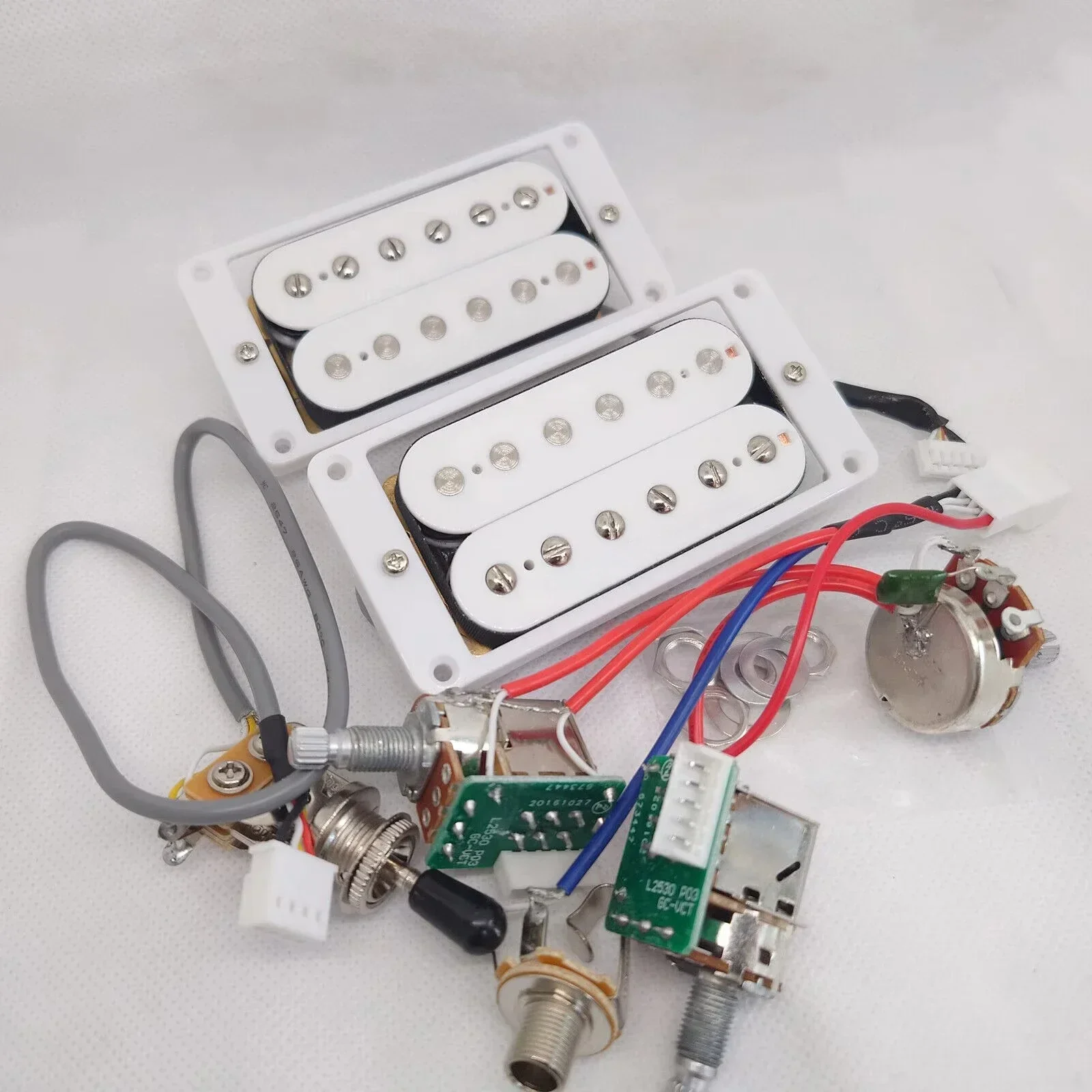 HH White Humbucker Pickup Set for LP Electric Guitar – 4-Conductor Push-Pull Coil Split, 2V1T/2V2T Prewired Kit