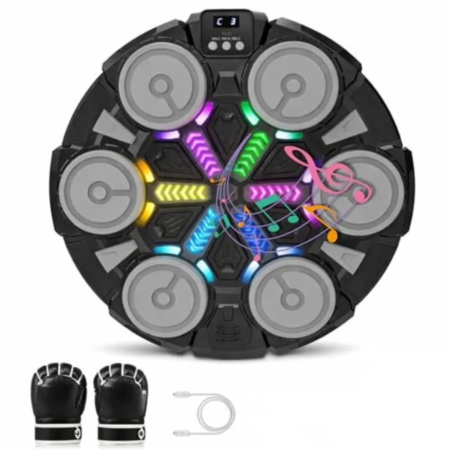 

Music Boxing Machine - Bluetooth Wall Punching Pad with LED Fun Training Equipment for Adults Home Boxing Wall Punching Pad wit