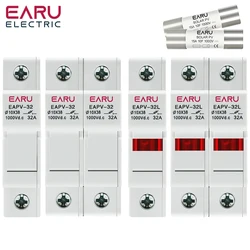 One Set 1P 2P DC Fuses Holder Solar 10*38mm PV 1000V 6A 15A 32A Base for Solar Photovoltaic System Short Circuit Protector gpV