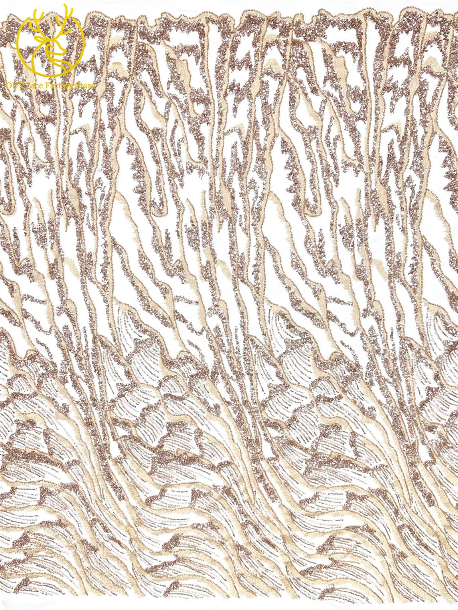 Afrikanischer Brautkleid-Spitzenstoff mit Stickerei und Perlen, französischer Netzspitzenstoff, nigerianischer Tüllspitzenstoff für Hochzeitskleider und Partykleider zum Nähen – Detail 6