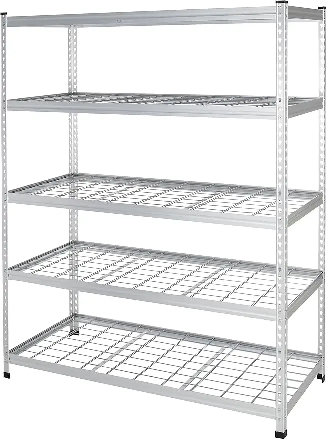 

Amazon Basics Heavy Duty Storage Shelving Unit, Double Post, 5 Shelf, High-Grade Aluminum, Silver, 60 x 24 78 Inch