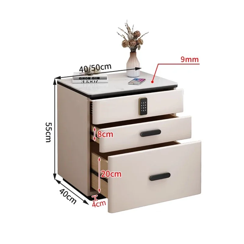Safe Luxury Bedside Table With Lock Secret Compartment Glamour Metal Nightstands Designer Multifunctional Criado Mudo Furnitures