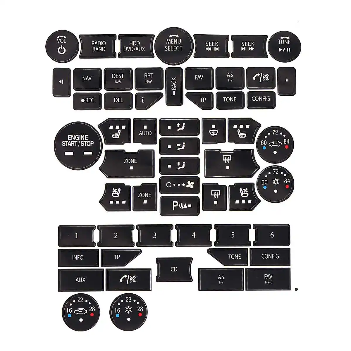 

Car Air Conditioning Climate Temperature Radio Repair Kit Stickers For SAAB 3rd Gen 9-5NG 9-4X Fix Worn Button Decal Accessories