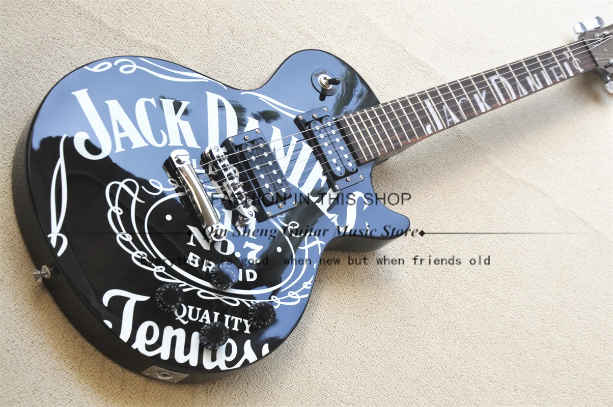 Jack Electric Guitar, Black Guitar, Fixed Bridge, Rosewood Fingerboard,HH Pickups,Chrome Buttons