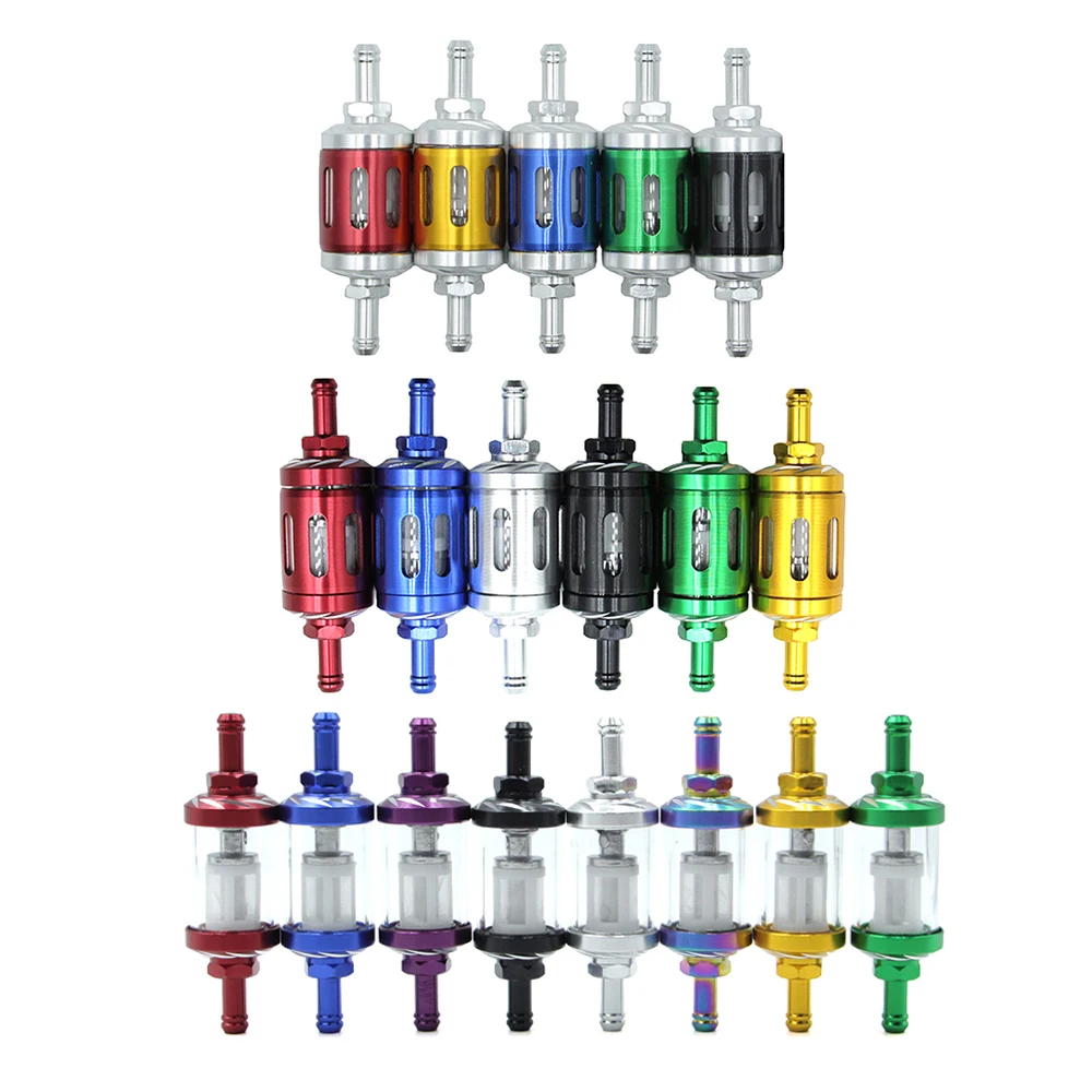 Motorcycle 8mm CNC Aluminum Glass Gas Fuel Oil Filter For ATV Dirt Pit Bike 125/140/150/160cc CRF70 90 110 250 TTR100 110 KLX65