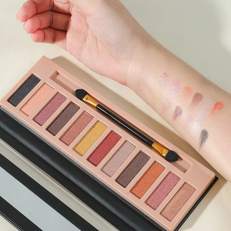 12 màu Eyeshadow Palette sáng bóng ngọc trai Matte lớn trái đất màu Eyeshadow không thấm nước cao sắc tố lâu dài mắt mỹ phẩm