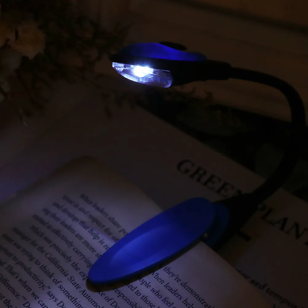 2Pcs Mini LED Book Clip Light Portable Slim Travel Reading Light Lamp Button Battery Included Blue Bright Eye Protection