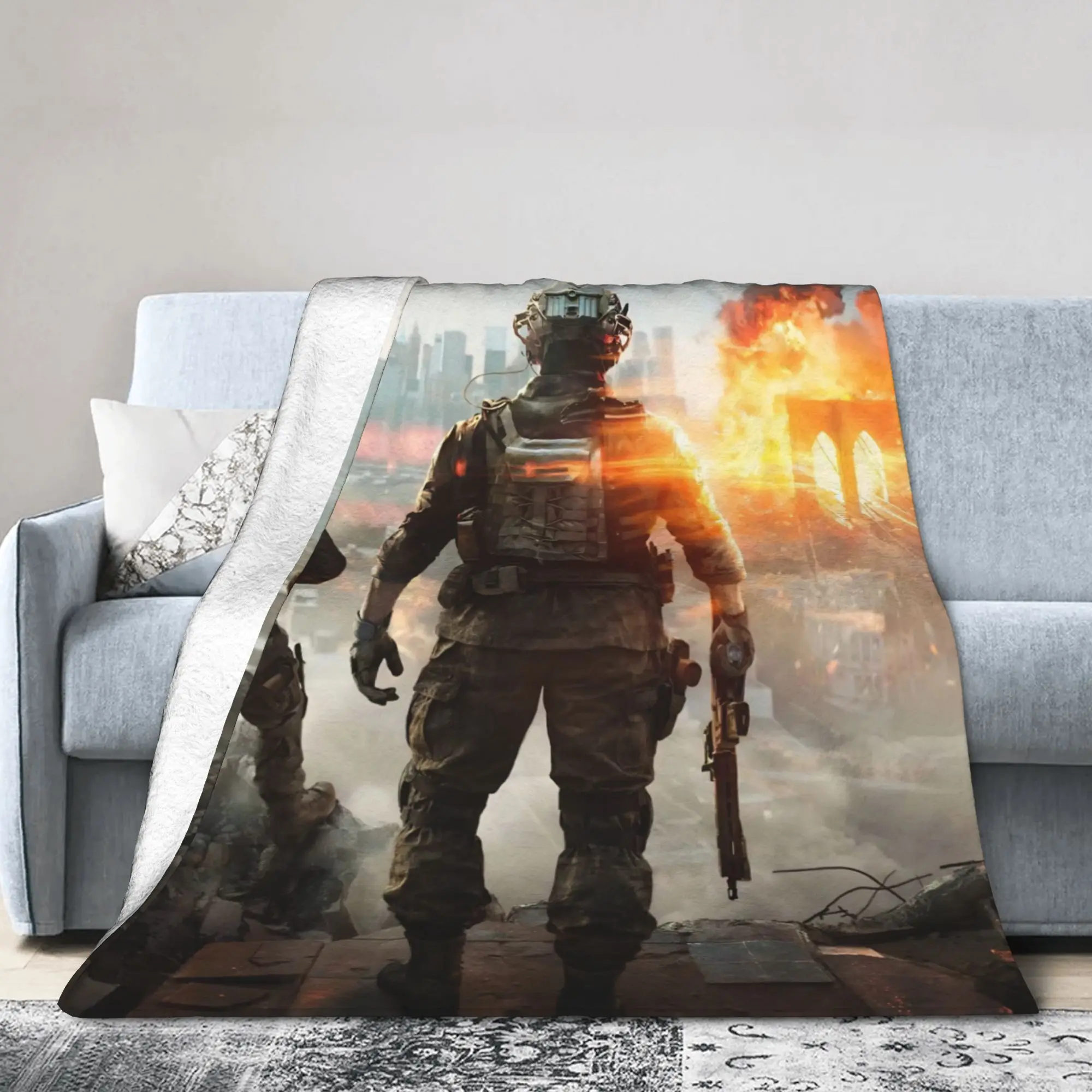 ساحة المعركة فئة الجندي لعبة BF6 غطاء بطانية اطلاق النار الصوف رمي البطانيات المنزل الأريكة المطبوعة لينة المفارش متعددة الوظائف #1