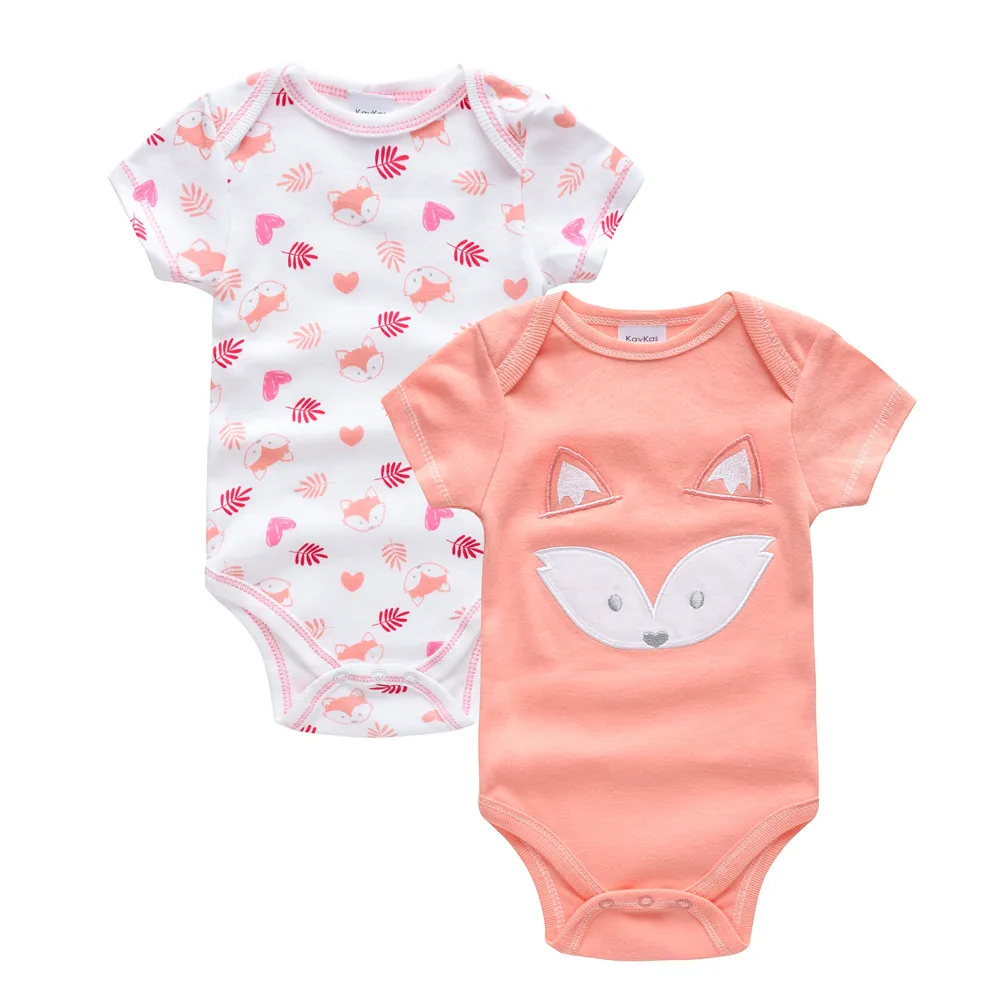 Summer 2 PCS/SET 100%Cotton Short Sleeve Newborn Bodysuit Cute Animal Print Infant Overalls Toddlers Jumpsuit