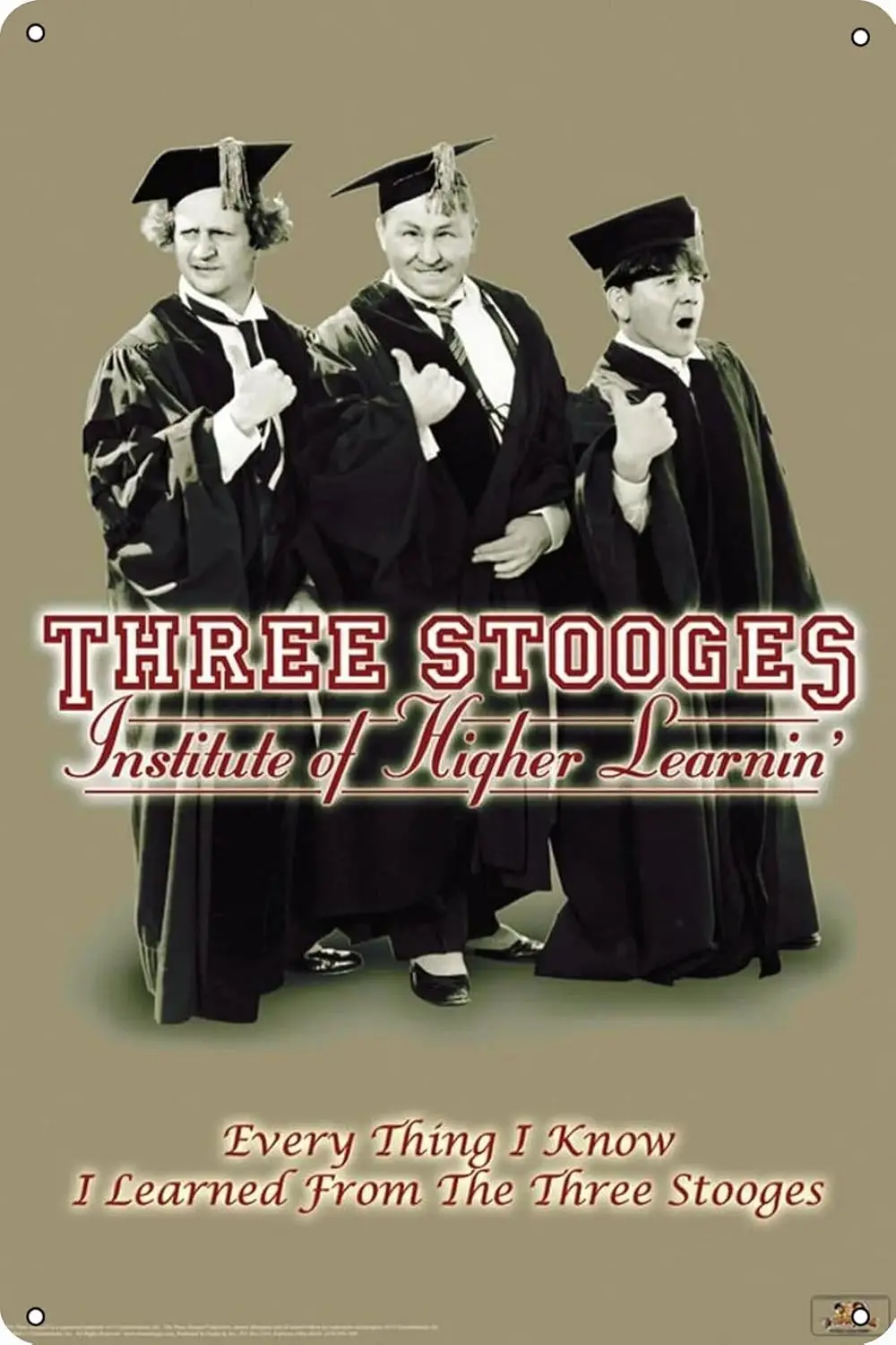 Ysirseu Three Stooges Institute of Higher Learning Funny Art Metal Tin Sign  Bar Pub Indoor Outdoor Wall Decor Gifts for Man