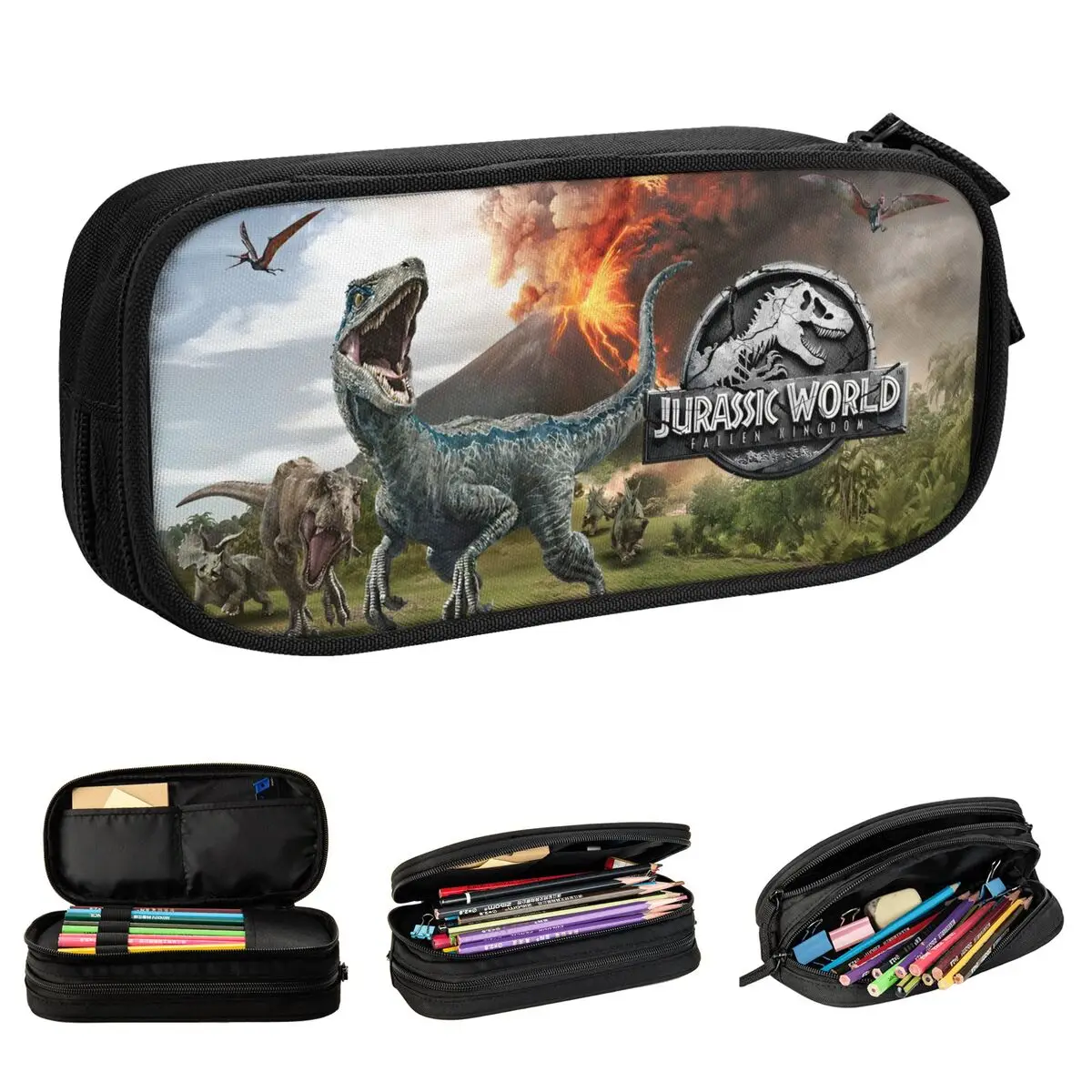 jurassic world dinosaur pencil cases pen holder para criancas papelaria escolar para estudantes moda jurassic park presentes 01