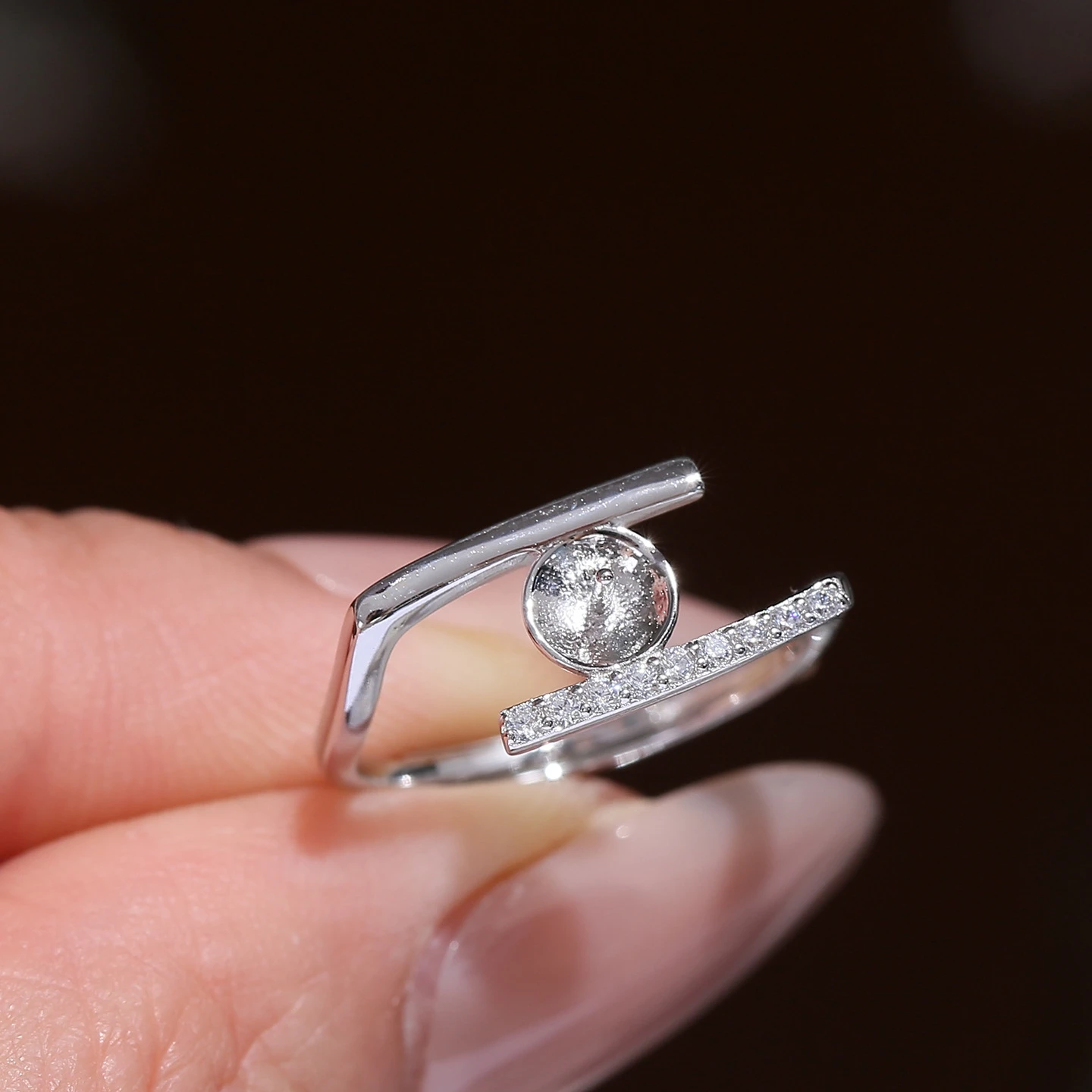 S925 Sterling Silver Adjustable Finger Ring Mountings Base Setting Findings Jewelry Mount Accessories for 6-8mm Pearls 3pcs/lot