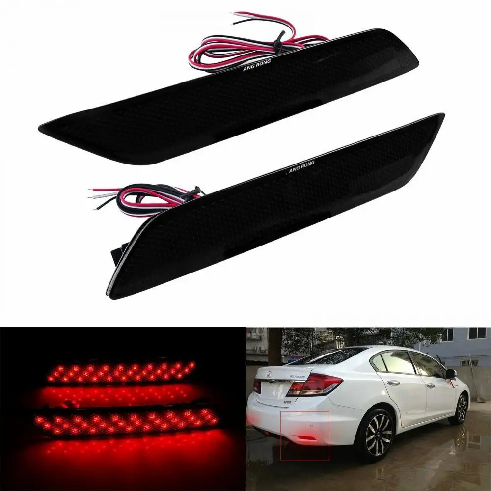 

For Honda Civic 2013-15 LED Bumper Reflector Tail Stop Brake Light Smoked Lens