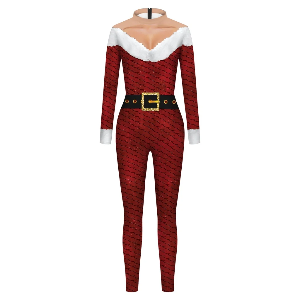 Women Men Christmas New Year Xmas 3D Printed Jumpsuit Punk Style Cosplay Costume