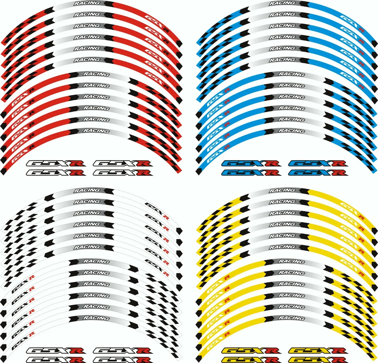 

Motorcycle Accessories Reflective Decals StripesFor Suzuki GSX-R 1000 750 600 17" Rim Stripe Wheel Reflective Tape Sticker Decal